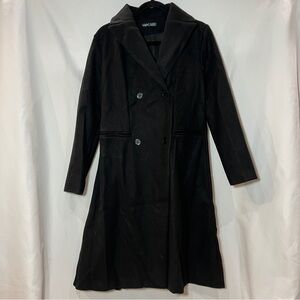 SHEIN Womens Frenchy Lapel Neck Double Breasted Overcoat in Black Size Medium M